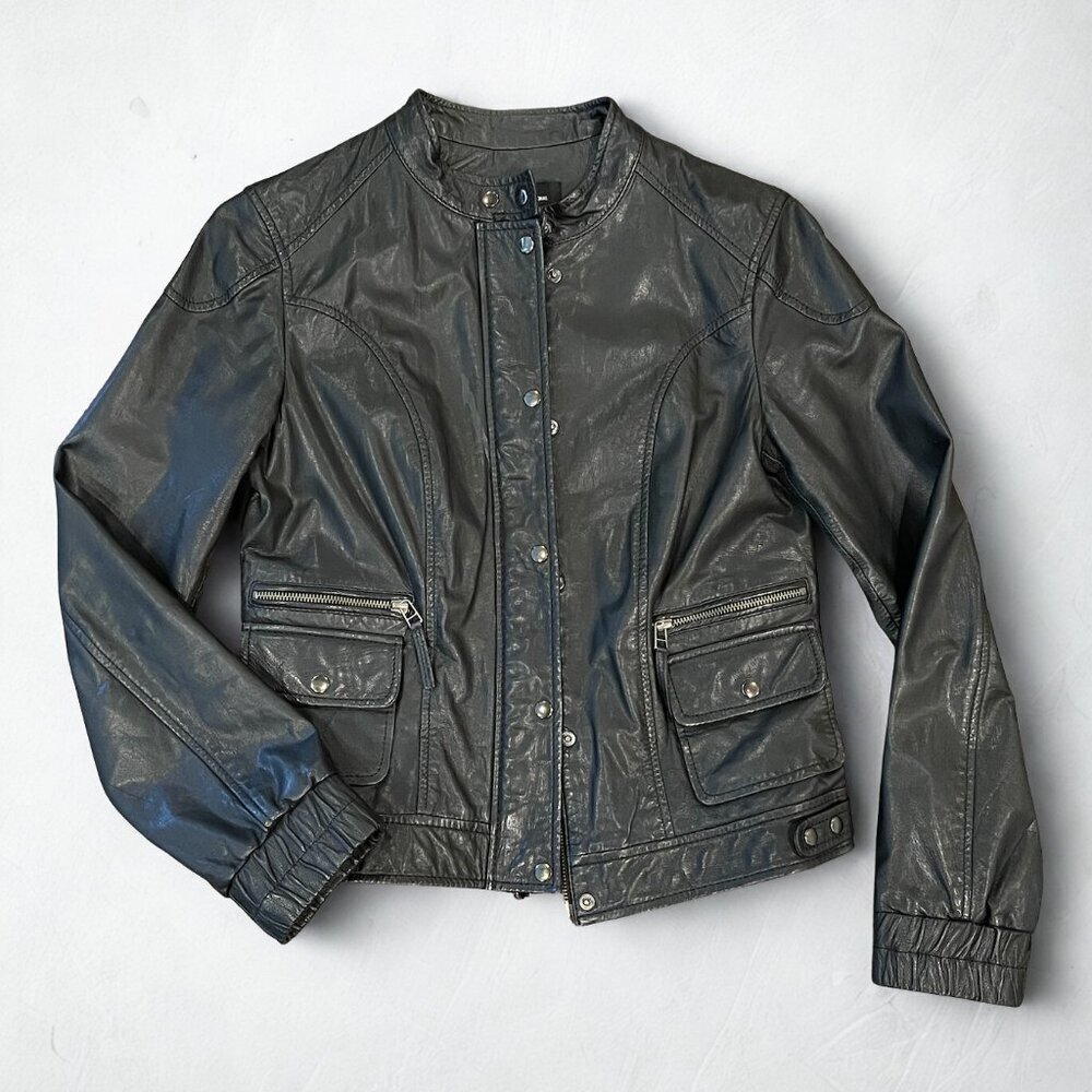 Vintage Moda International Black Leather Jacket Size S Victoria’s Secret Y2K